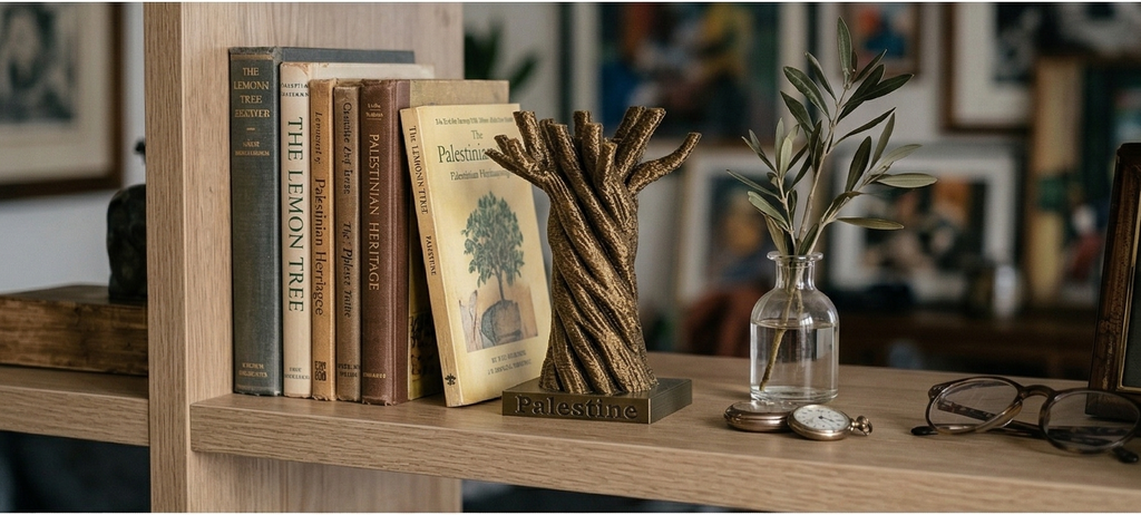 "Roots of Resilience" – Palestine Olive Tree Headset Stand & Decor