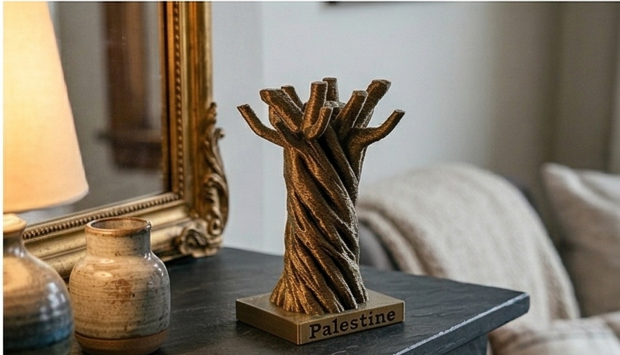 "Roots of Resilience" – Palestine Olive Tree Headset Stand & Decor