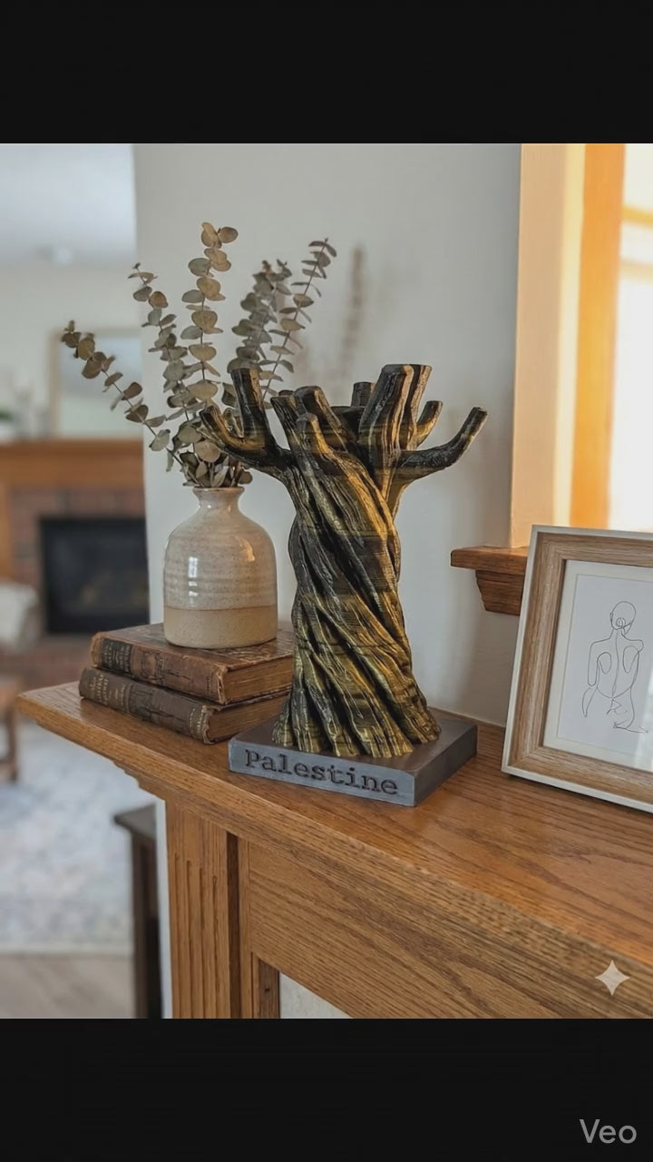 "Roots of Resilience" – Palestine Olive Tree Headset Stand & Decor