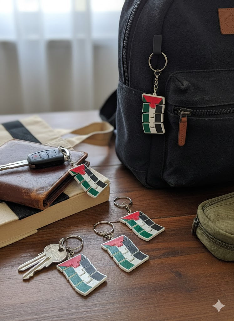 Heritage in Hand | 3D-Printed Palestinian Tatreez & Flag Keychain