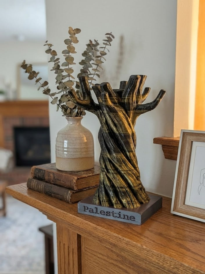 "Roots of Resilience" – Palestine Olive Tree Headset Stand & Decor