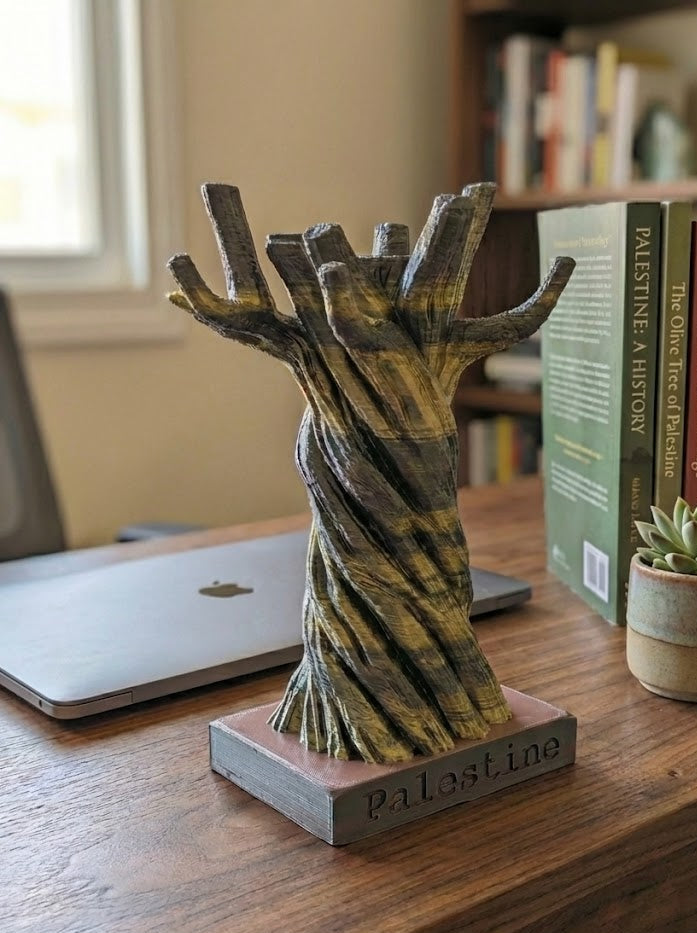 "Roots of Resilience" – Palestine Olive Tree Headset Stand & Decor